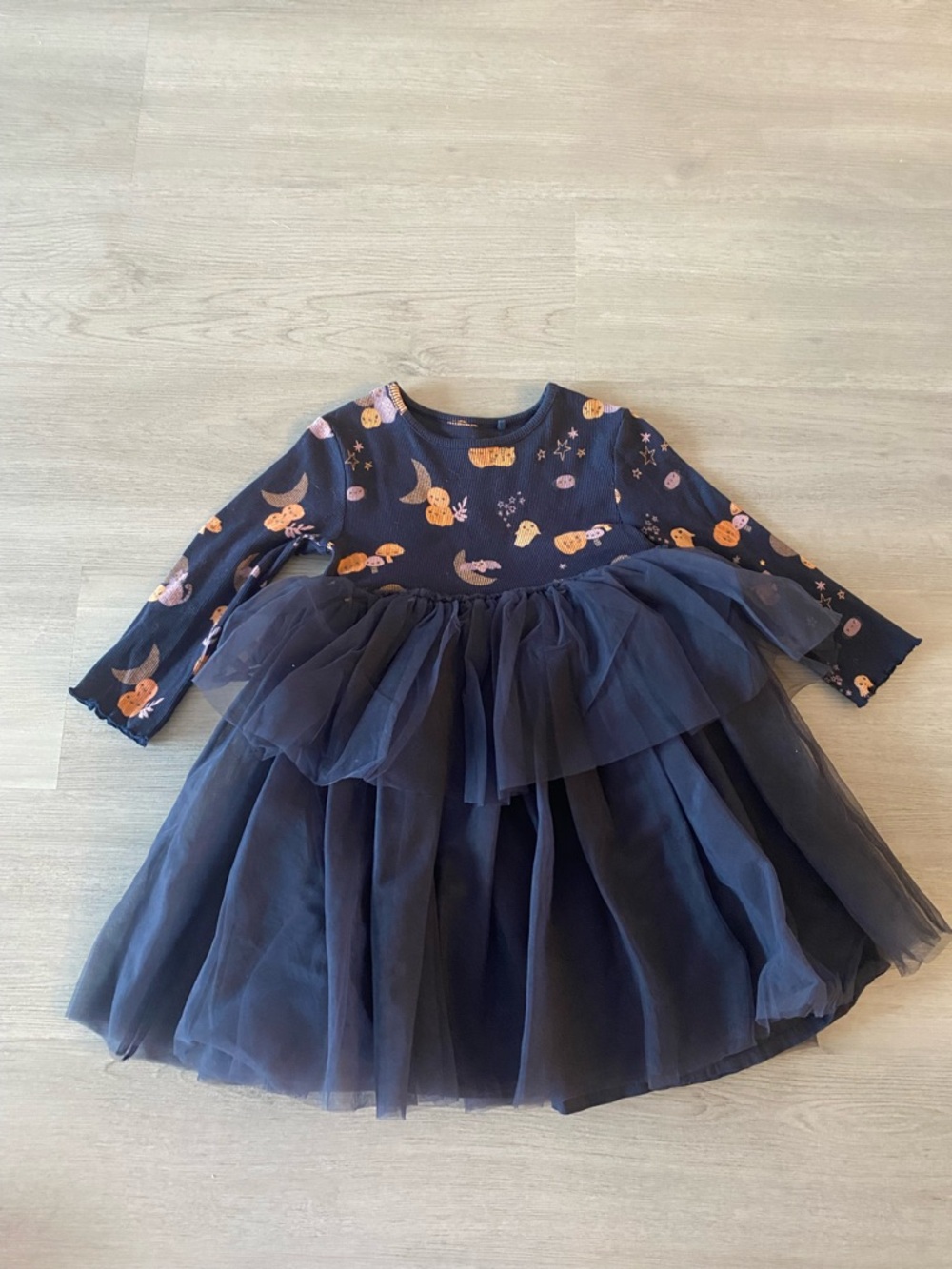 next Navy Knit Dress with Orange Moon & Star Print